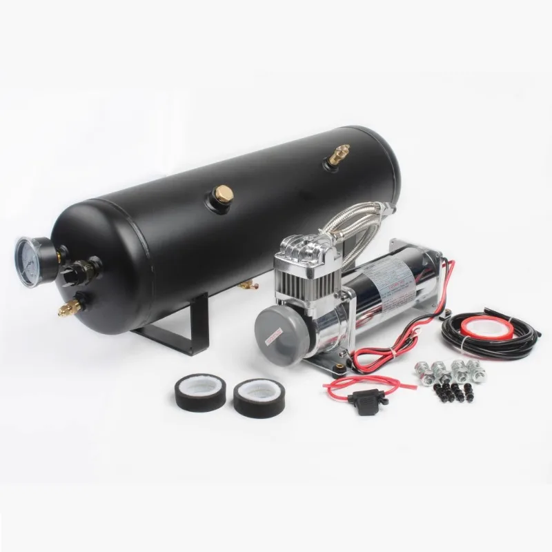 New 12V car modification automatic start-stop suspension air pump set 12L air horn car tire motor pressure
