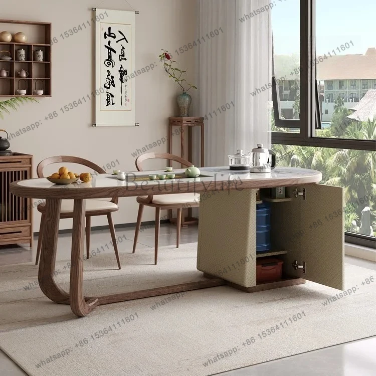 Table à thé simple en bois massif, style médiéval japonais, ensemble de fabrication de thé domestique, table à thé intégrée