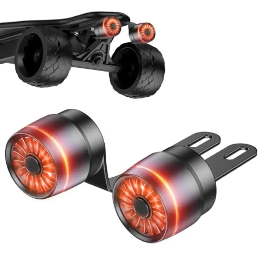 

Smart Skateboard Tail Lights 2-Pack Brake Sensing 5 Mods Quick-Release with Mounts Black