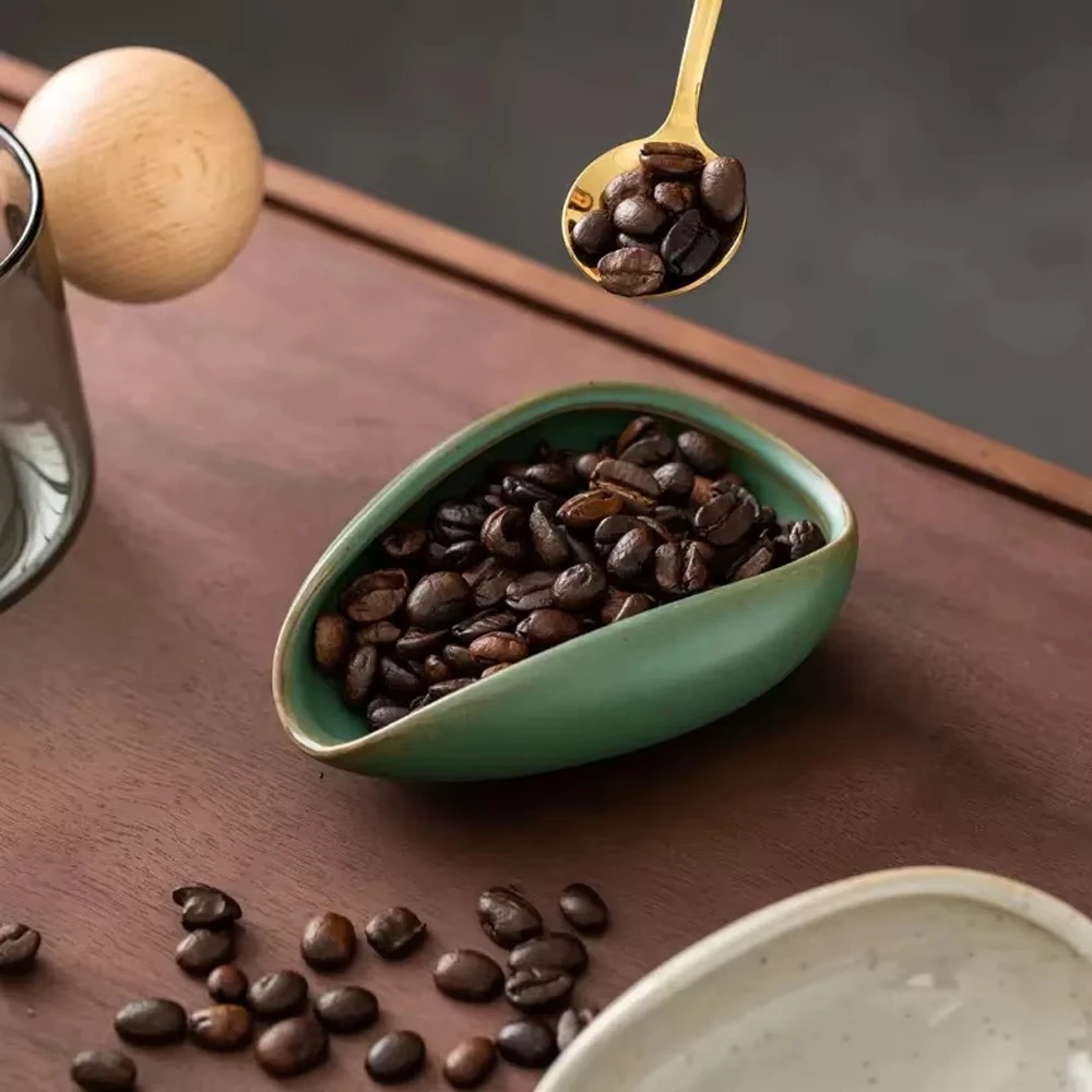

Coffee Beans Dose Trays Pure White Pottery Teaspoon Tea Separator Vessel Set Tools Coffee Bean Spoon Shovel Tea Trays