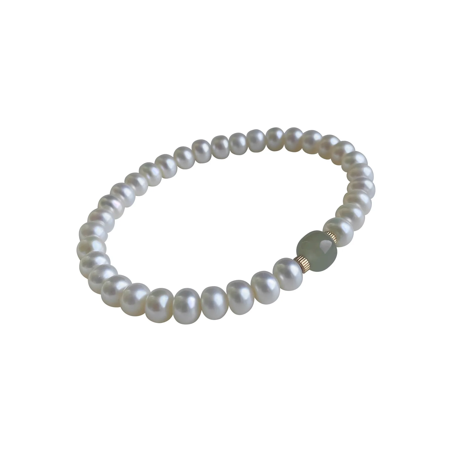 High Quality Near Round Natural Freshwater Pearl & Hotan Jade Female Beads Chain Bracelet Jewelry For Women Birthday Gifts