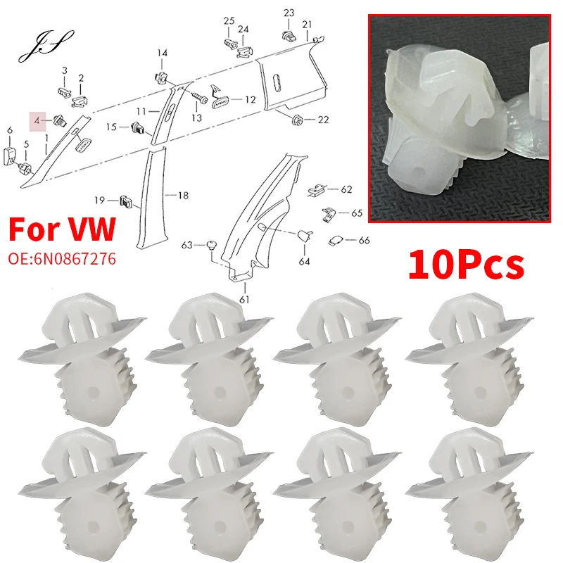 Clips embellecedores de pilar de parabrisas de ventana de coche, color blanco N0867276, para Volkswagen Polo Bora Tiguan Beetle Golf Jetta, accesorio de retención para coche