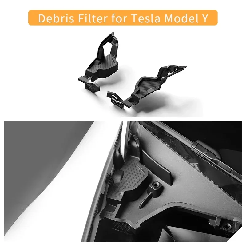 

Сміттєвый фильтр для Tesla Model Y 2021-2024, передний капот, водоканальный канал, антиблокирующая сетчатая крышка, встроенный фильтр, модно аксессуары
