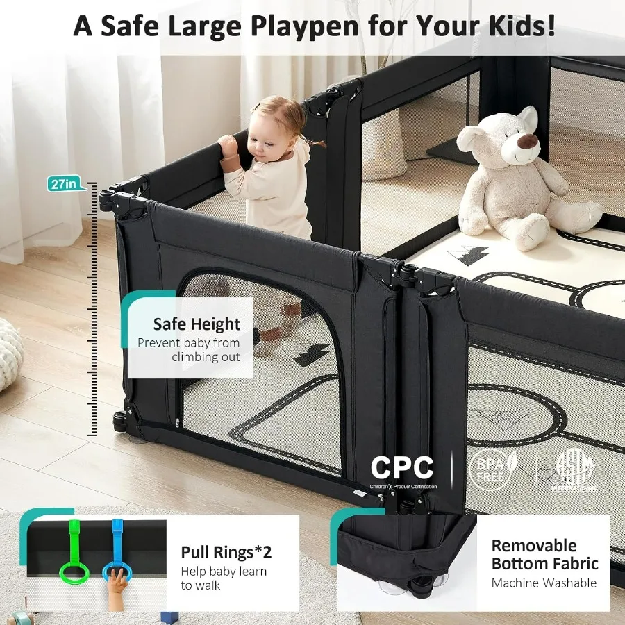 Doradotey Box per bambini Forma Dimensioni regolabile Grande parco per neonati per neonati e bambini piccoli Recinzione per box pieghevole per interni Gioca Cen