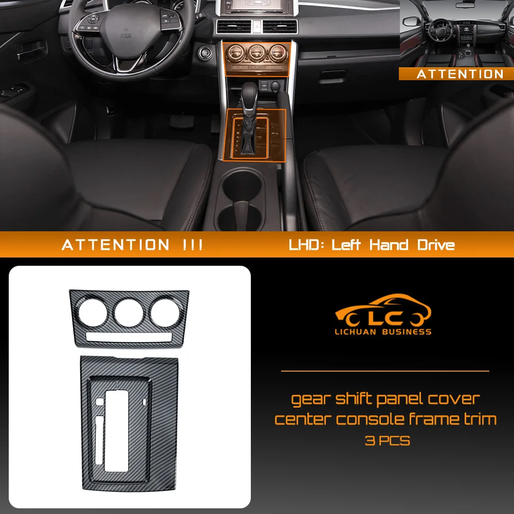 Para Xpander Mitsubishi Xpander Cross 2016-2026 Botón de consola Panel de cambio de marchas moldura cubierta embellecedora ABS Color de fibra de carbono