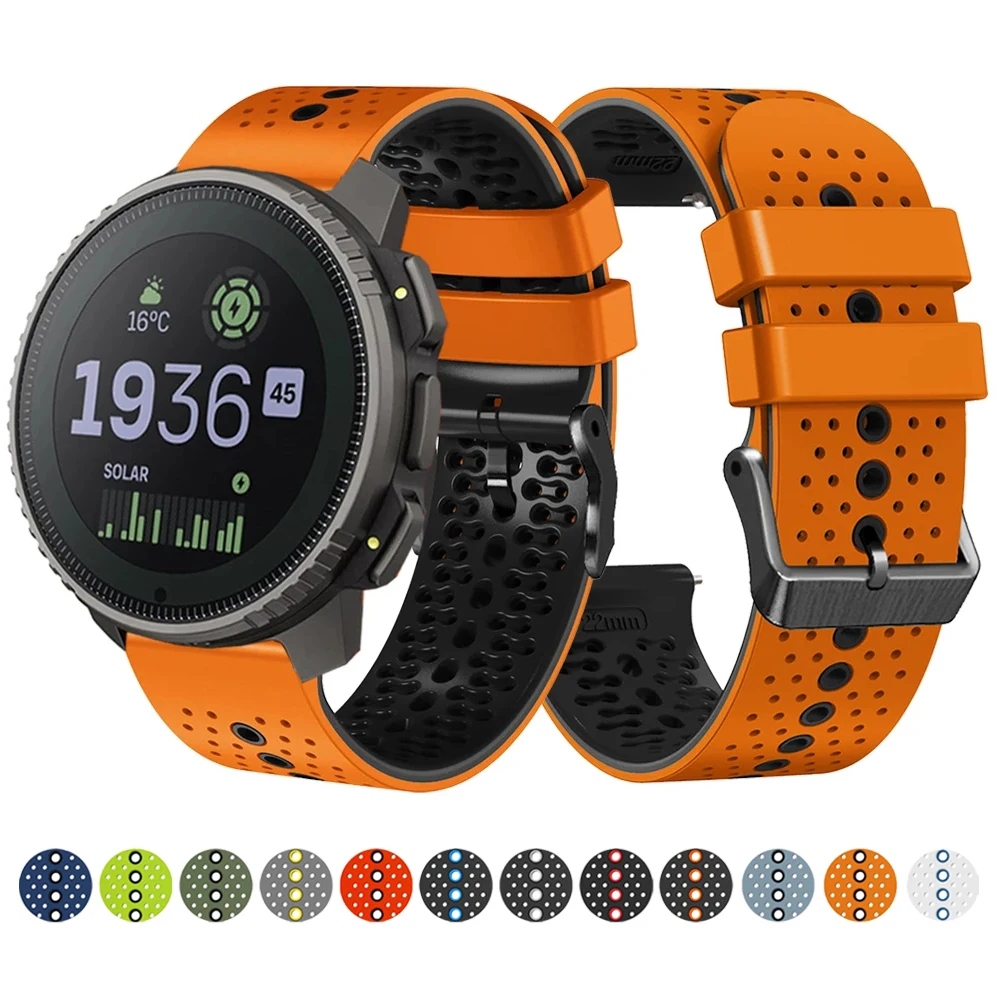 สายซิลิโคน22มม. สำหรับ Suunto กำไลสายนาฬิกาข้อมือแนวตั้งเปลี่ยนอุปกรณ์เสริมสำหรับ Suunto 9 Peak Pro / 5 Peak Watch BAND