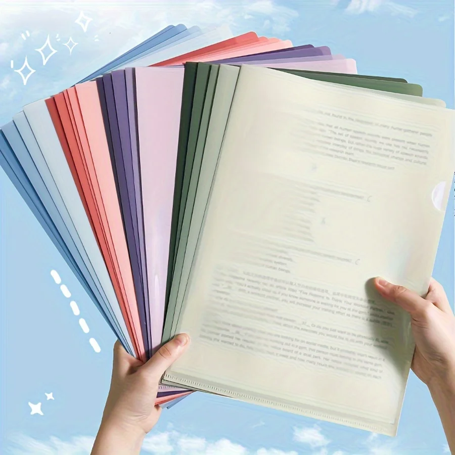 

5pcs A4 Shaped Folders - Gradient Green Waterproof PP Plastic File Folders, Thickened Office Organizer with Single Page Storage