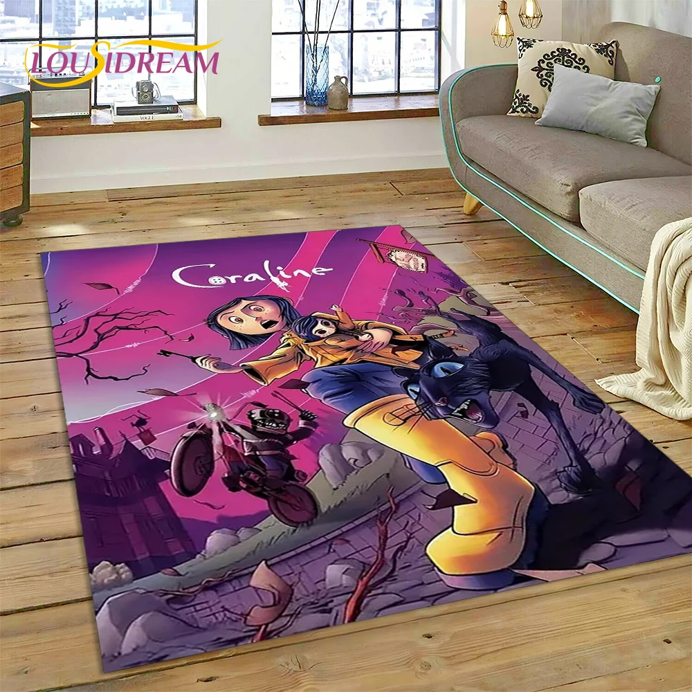 27 Style Coraline Secret Door Cartoon Horror Carpet Rug for Bedroom Living Room Home Sofa Decoration,kids Large Decor Floor Mat