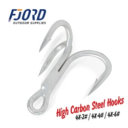 FJORD 4X-6# 25Pcs 4X-4# 20Pcs 4X-2# 15Pcs Fishing Hooks Sea Treble Steel Carbon Triple Saltwater Freshwater Ocean Fishing goods