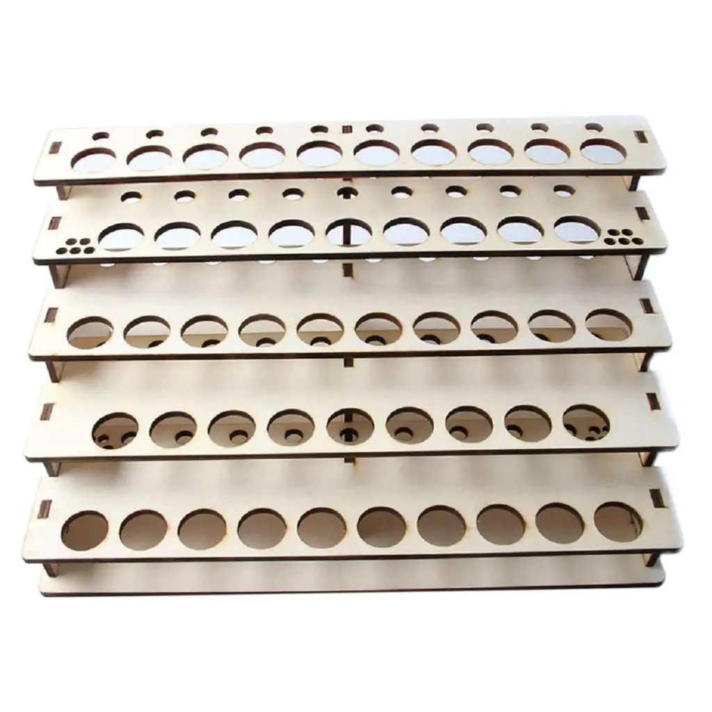 43-Holes Wooden Paint Rack Floor Wooden Stand Pigment Organizer