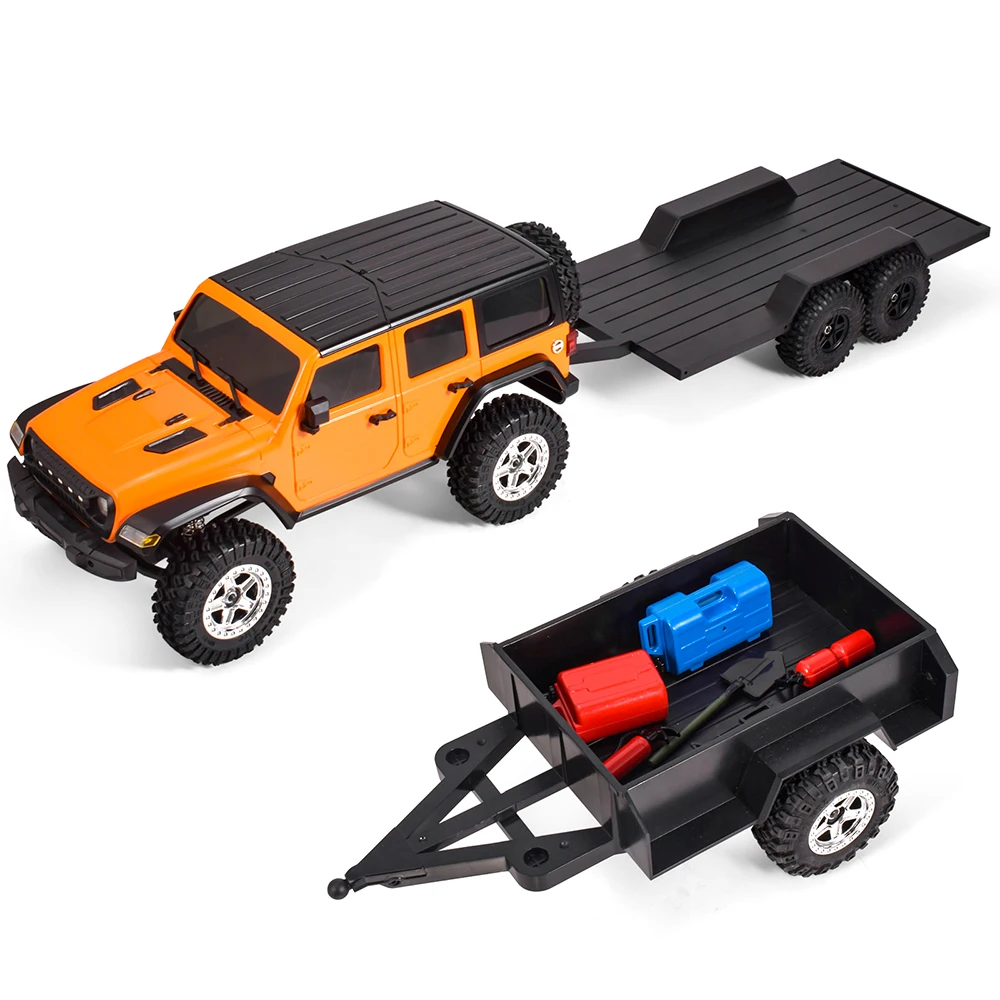 9IMOD Utility Trailer Flotbed Vehicle Troiler with Ball Head Hitch Twin-Axle  Trailer for 1/18 RC Crawler Car TRX4M Upgrade