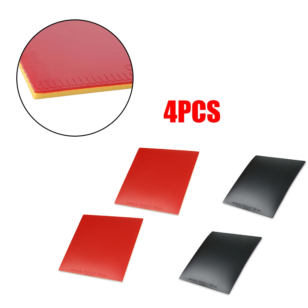 Reactor de 4 piezas para tenis de mesa, goma con esponja suave para Ping Pong, Ruber rojo/Negro, accesorios deportivos