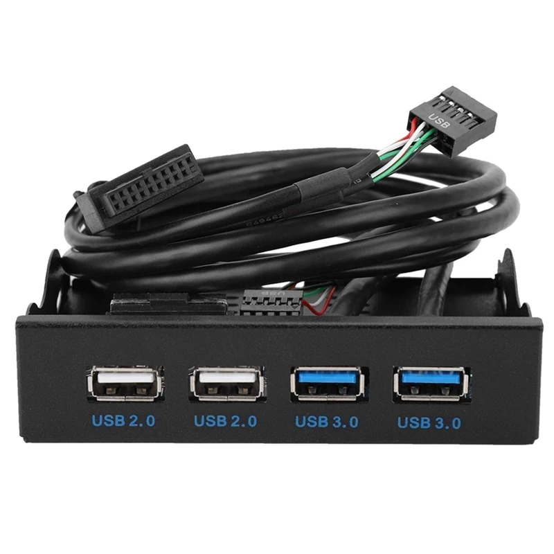 USB Front Panel, High Speed 4 Ports 2 USB 3.0+2 USB 2.0 Hub, 19PIN/9 Pin 3.5 Inch Front Panel Connector