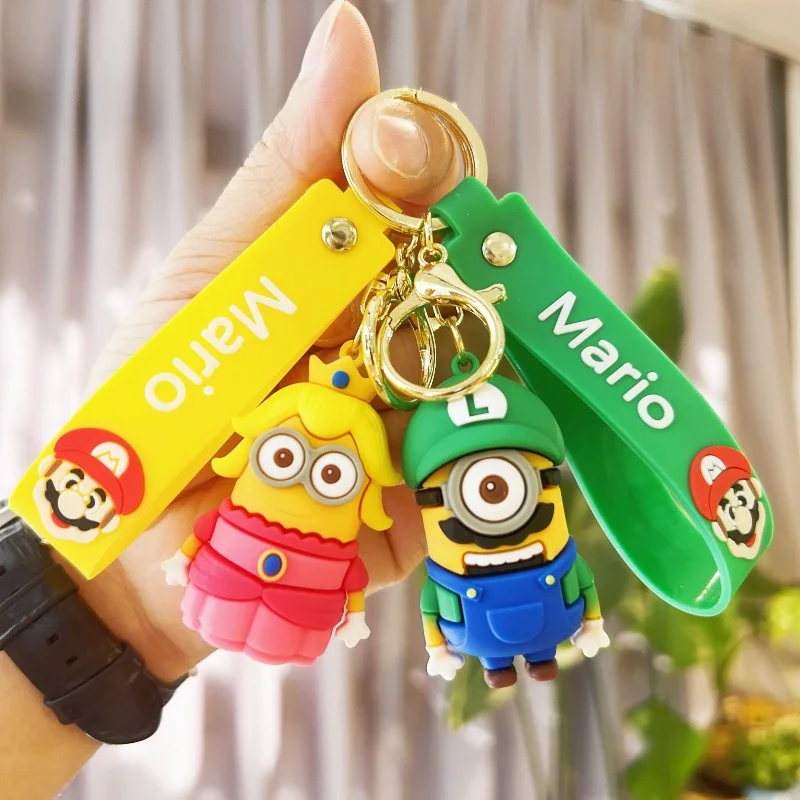 Cartoon Super Mario Bros Keychain Amine Figure Car Decoration Pendant Key Bag Decoration Collection Kids Toys Birthday Gift