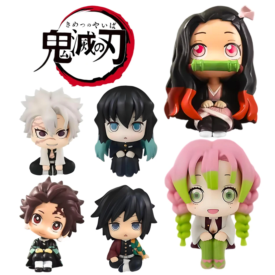 6 pièces Q Version démon Slayer anime assis fantôme poupée Tanjiro Nidouzi Inosuke Zenizu Figure figurine film modèle jouets poupée