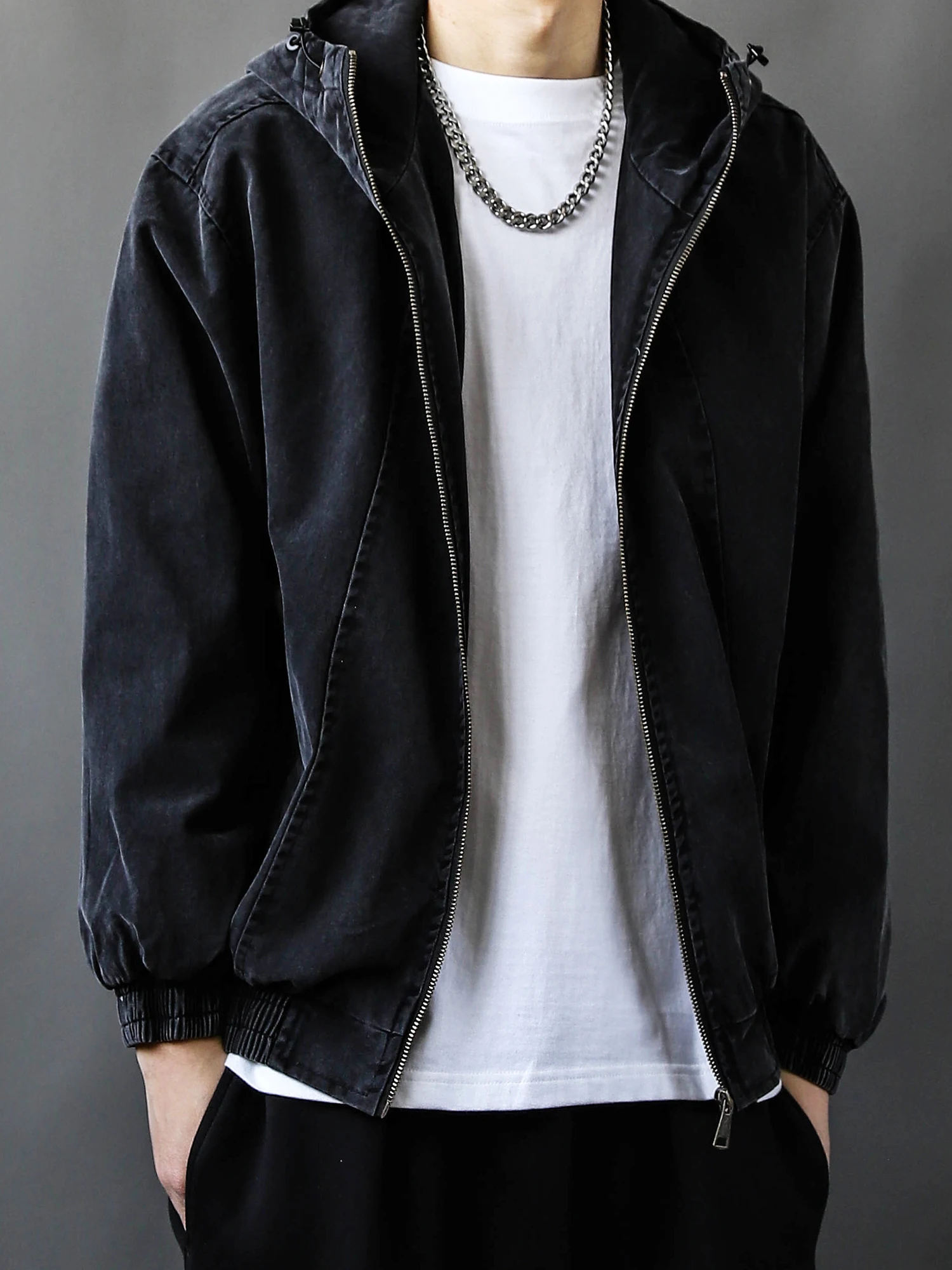 

American Retro Workwear Jaet Men's Loose Casual Bla Versatile Hooded Outerwear Autumn New Sle Faion Brand