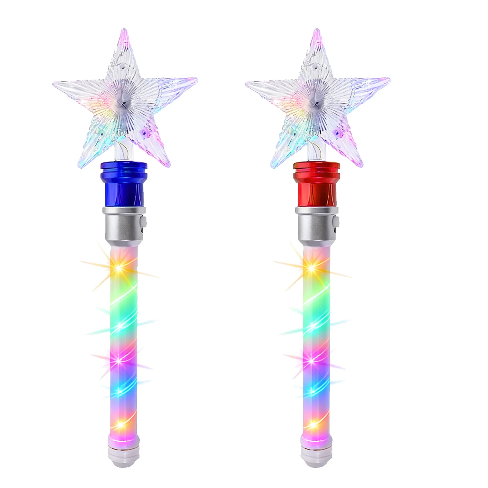 

2Pcs Star Rotating Glitter Wand Light Up Bright LED Flashing Glow Stick Party Favor for Kids Girls Christmas Concert
