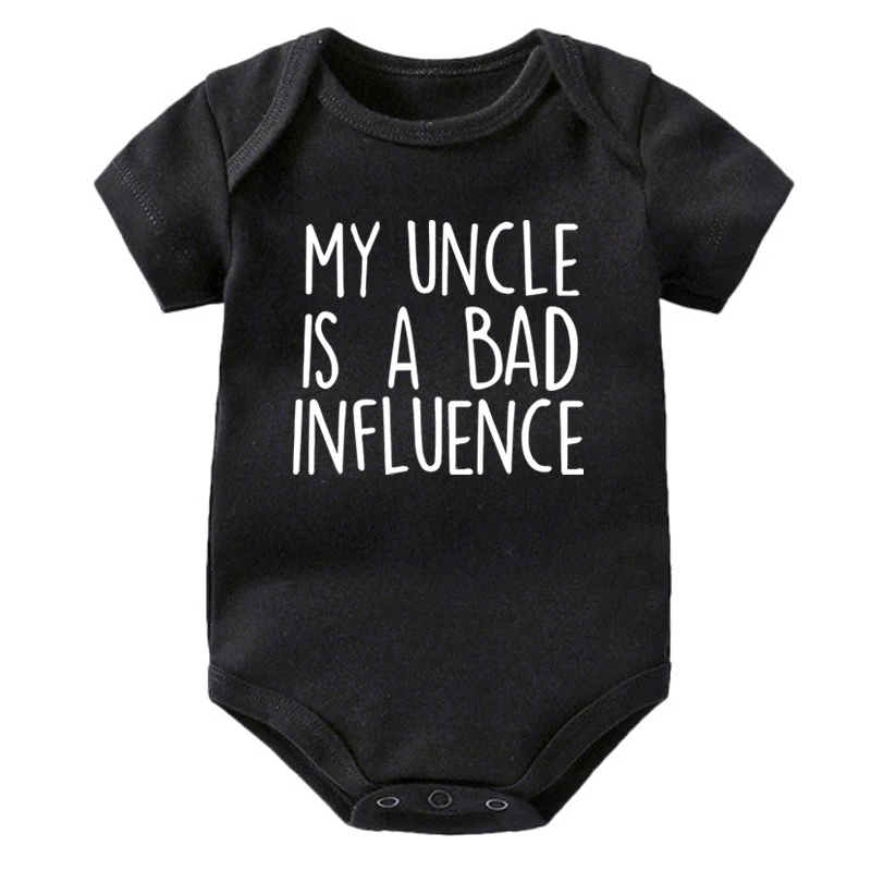 My Uncle Is A Bad Influence Baby Bodysuit Cotton Summer Baby Pregnancy Announcement Rompers Boys Girls Clothes Baby Shower Gift