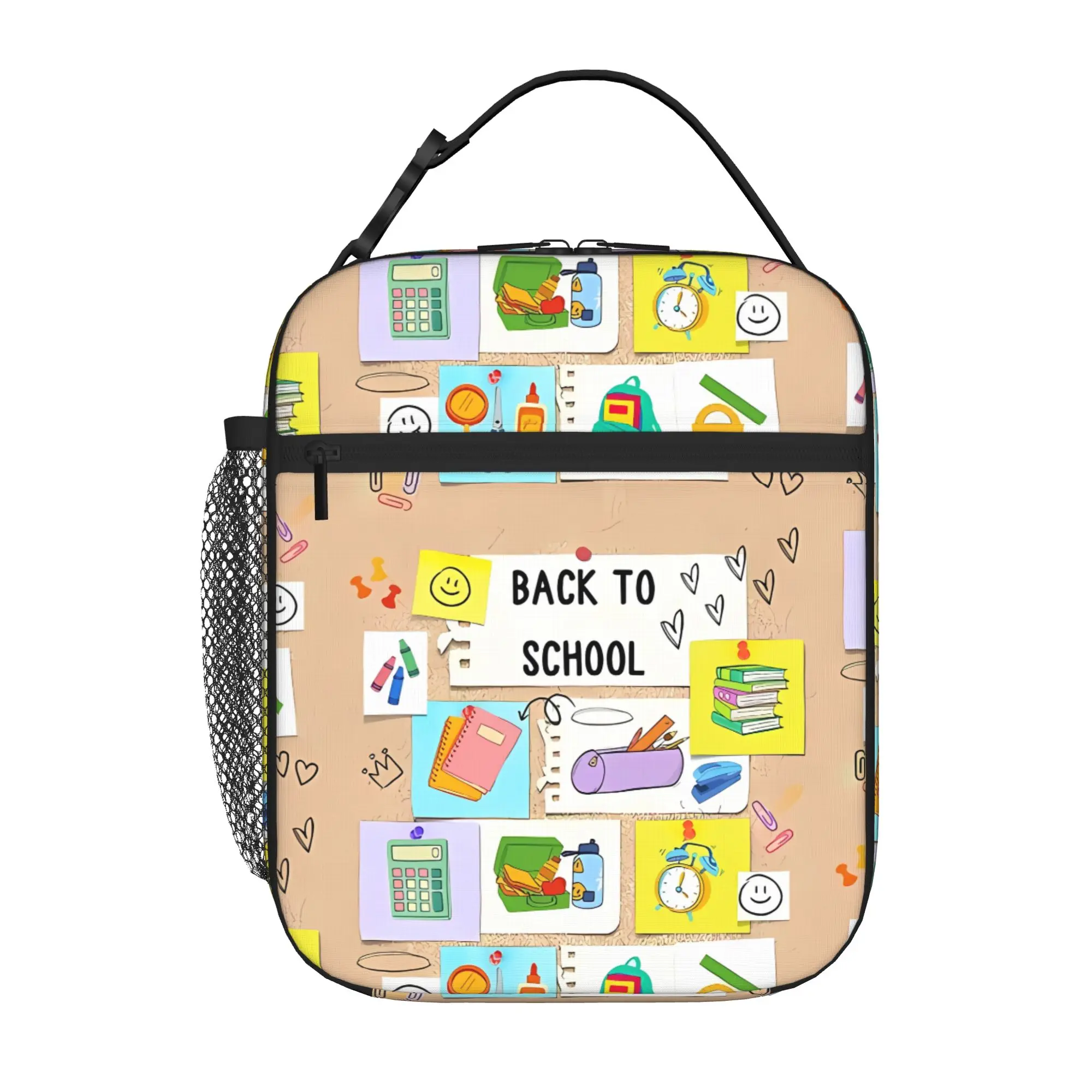 1 Piece Zipper Closure Hello School Storage Bag Pocket Back To School School Lunch Food Box Reusable For Lunch Food Bag