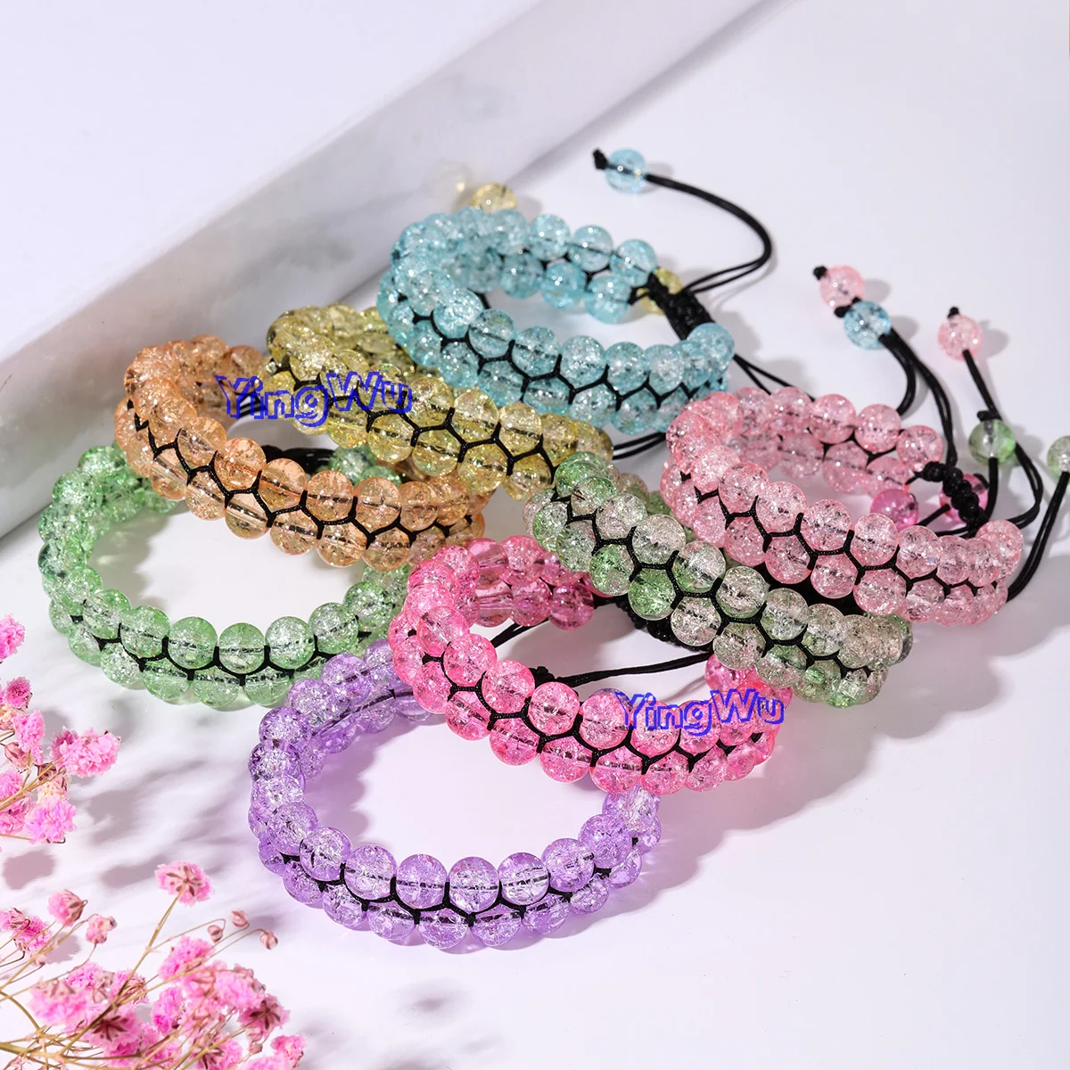 1pcs 2Row Murano Glass Wrap Bracelets For Women Men Bracelet Jewelry