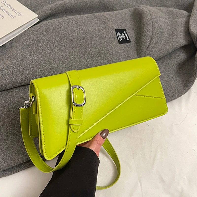 

Retro Green One Shoulder Bag for Women Korean Simple Versatile Crossbody Bag Texture PU Flip Cover Handbags Autumn New