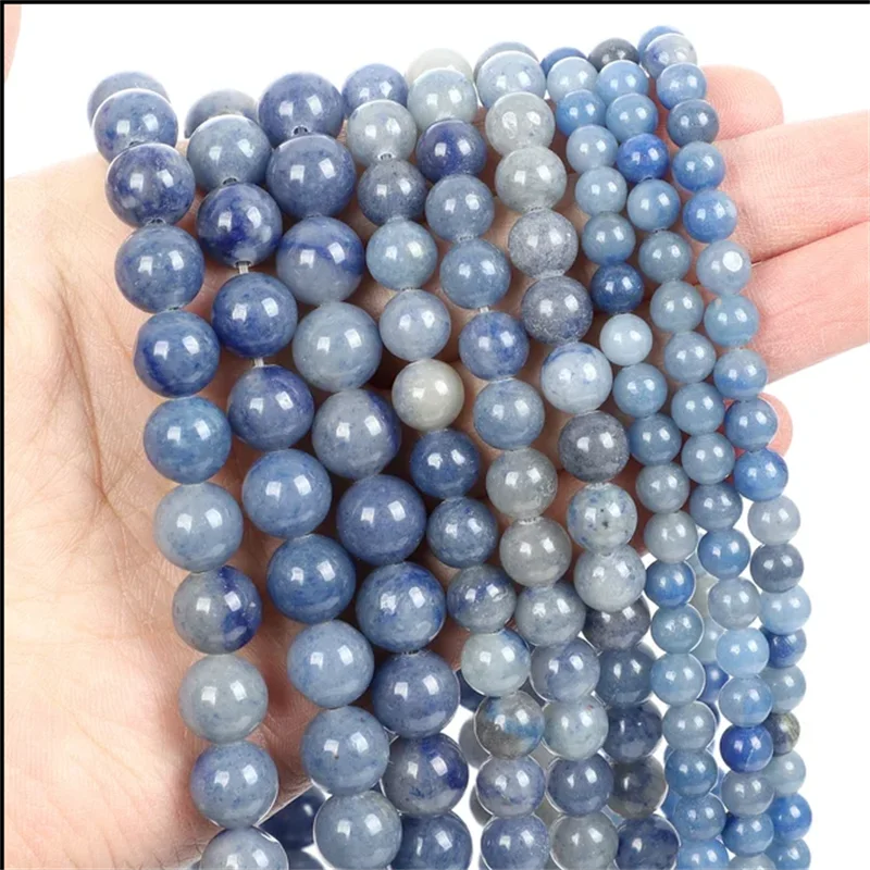 

15inch Natural Stone Beads blue aventurine beads For Jewelry Making DIY Bracelet 4 6 8 10mm