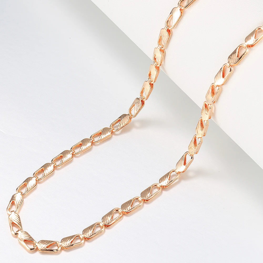 New 585 Rose Gold Color Necklace For Women Girls Rectangle Link Chain Necklace Wholesale Dropshipping HCN54