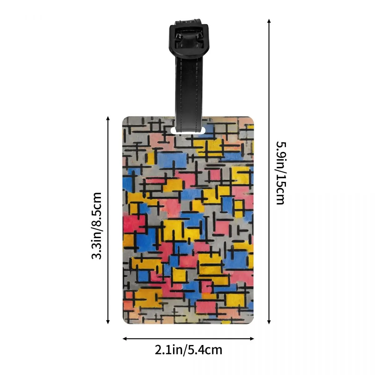 Composition By Piet Mondrian Luggage Tag for Suitcases Cute De Stijl Abstract Art Baggage Tags Privacy Cover Name ID Card