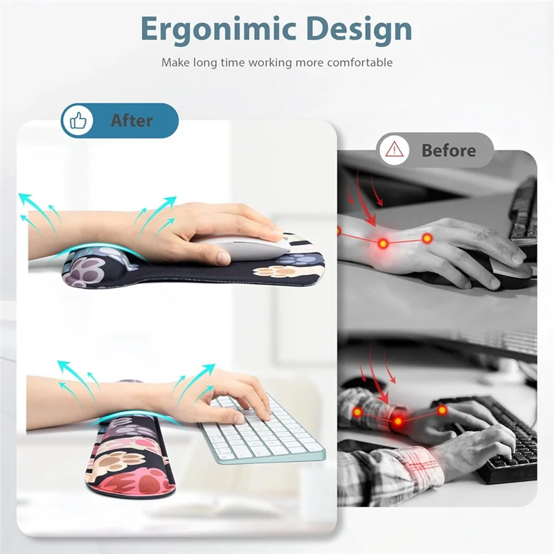 Conjuntos de mouse pad 3 em 1 com suporte para descanso de pulso de teclado, conjunto de teclado de espuma de memória mousepad com descanso de pulso