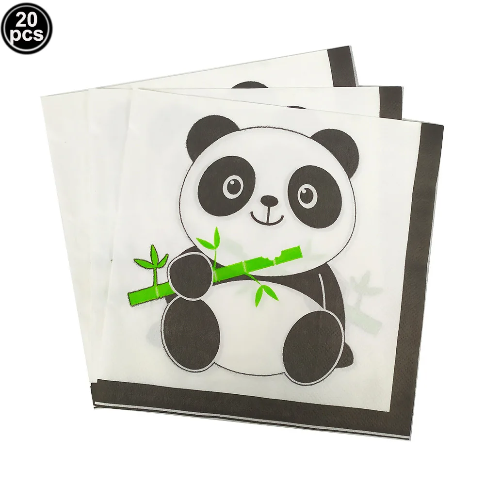 Panda-Thema, Einweggeschirr, Pappteller, Tassen, Servietten, Kuchendekoration, Babyparty, Kindertier-Thema, Geburtstagsparty-Dekoration – Detail 5