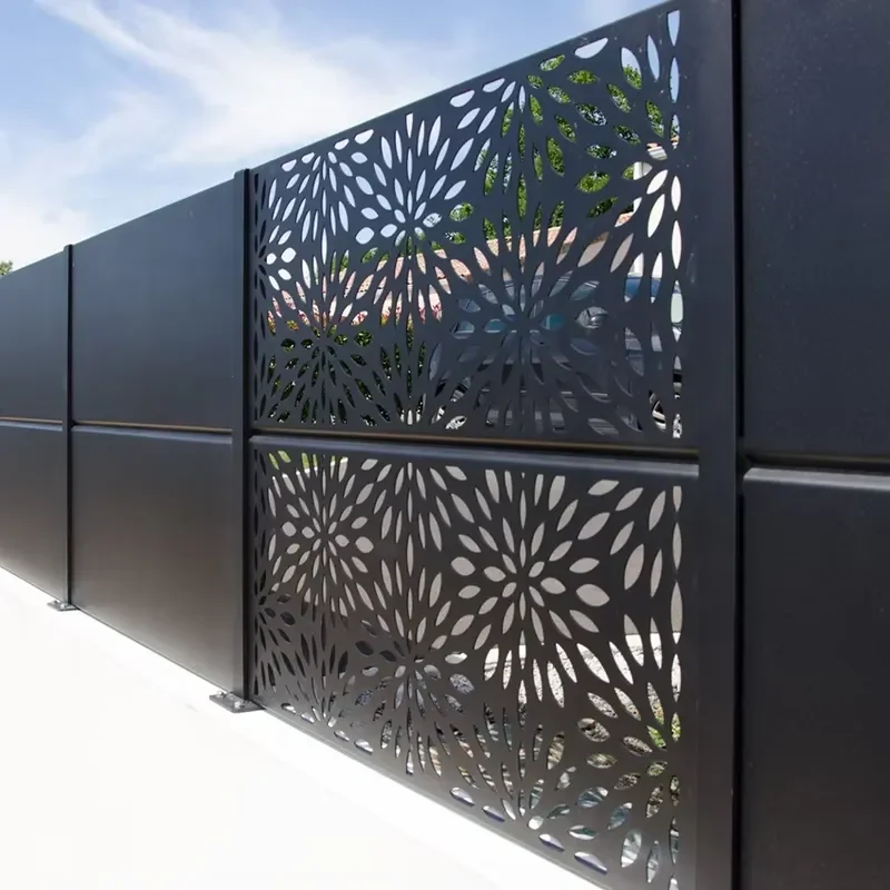 Modern Aluminium Gates and Fences Art Deco Hanging Engraved Flag Theme Partition Panel Privacy Screens for Outdoor Garden Use