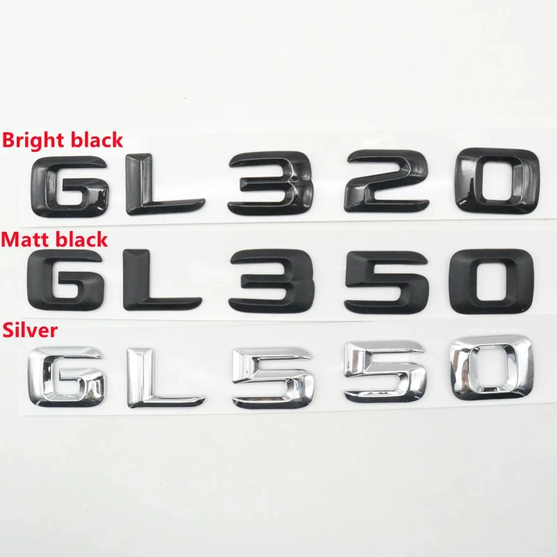 3D ABS Glossy Black For Mercedes Benz X166 X164 GL63 GL350 GL320 GL400 GL450 GL420 GL500 GL550 Logo Emblem Rear Trunk Sticker