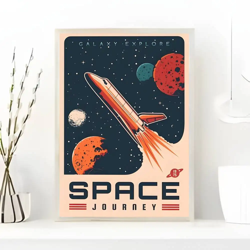 الفضاء صاروخ مستقبل الفضاء المشارك الفن اللوحة ملصق مع المطبوعات غرفة نوم المنزل غرفة المعيشة الديكور هدية #6