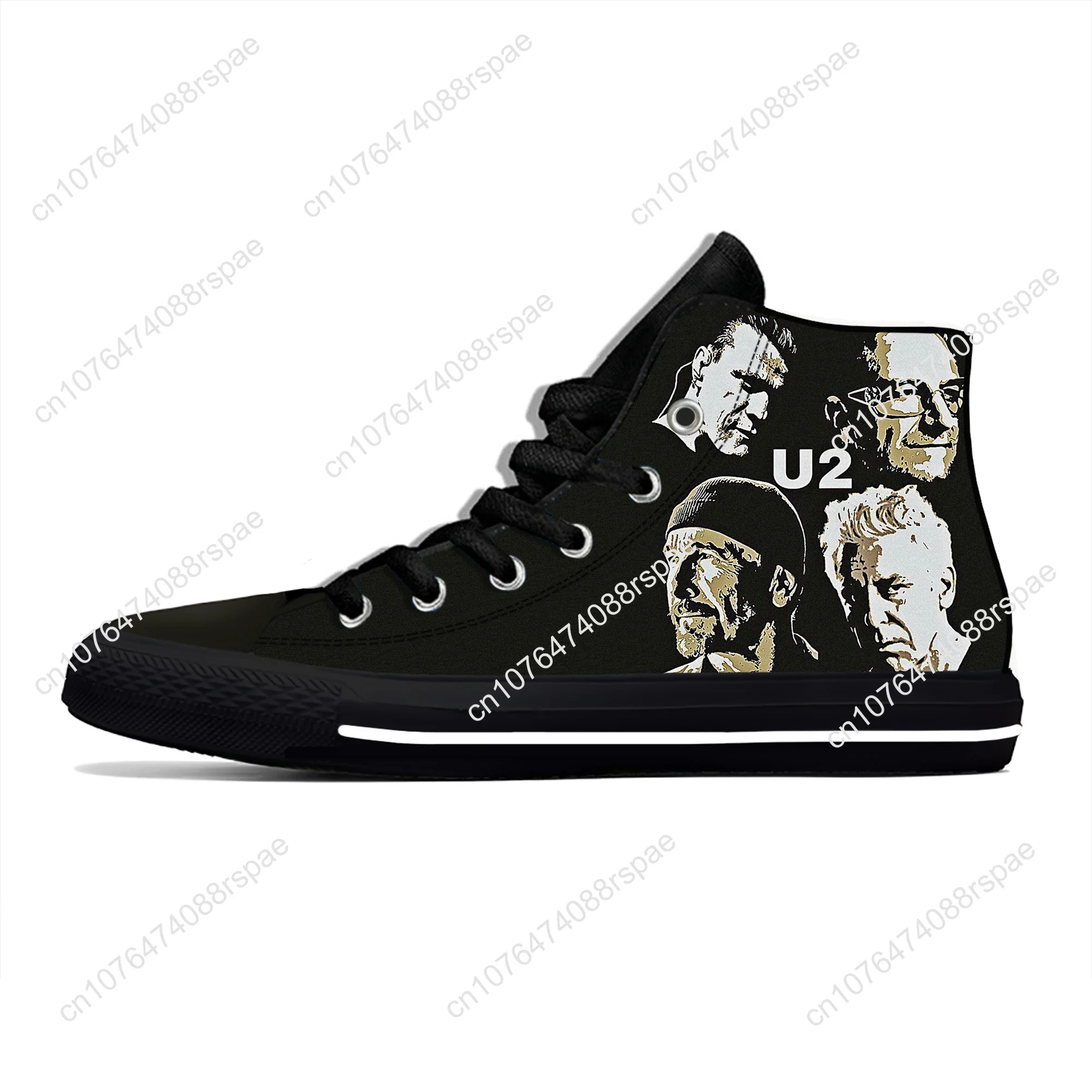 U2 sepatu kets sol tinggi untuk pria wanita, sepatu Sneakers musik Rock kasual remaja, sepatu lari kanvas motif 3D, sepatu ringan bersirkulasi