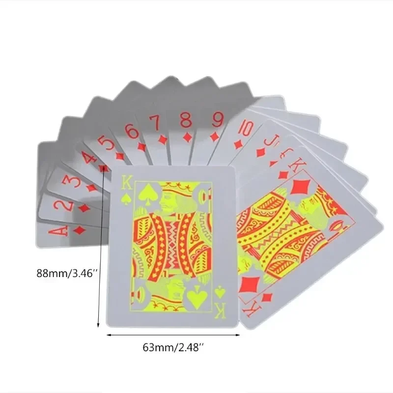 Fluorescent PVC Playing Cards Magic Waterproof Poker Glow In The Dark Bar Party KTV Plastic Professional Poker Cards E56D Profes