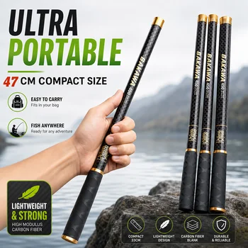 BAKAWA Ultralight Carbon Fishing Rods 1.8M-7.2M Portable Telescopic Travel Mini Stream Fee