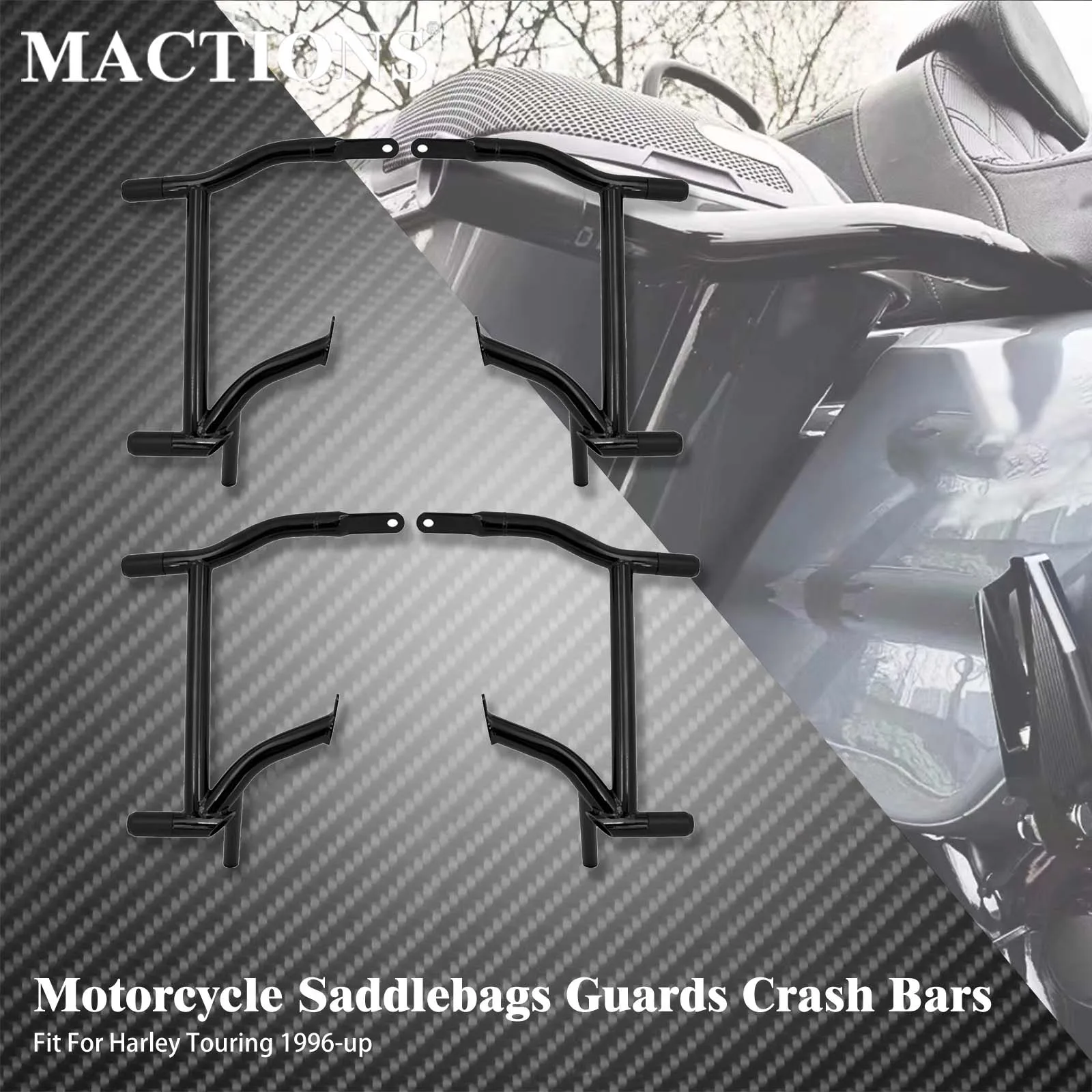 Motorcycle Rear Crash Bars Saddlebags Guards Rails Bracket For Harley Touring Road King Electra Street Glide FLHX FLTRX 1996-UP