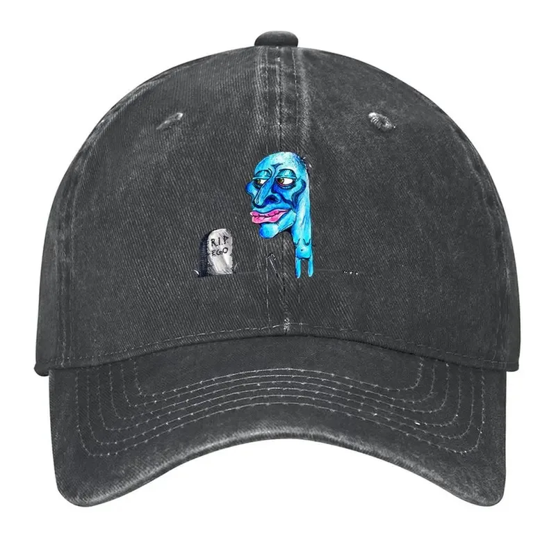 That'll Do Unisex Retro Snapback Cap with Blue Face & Pink Hair Smiling Character Patch - PVC Coated Black Adjustable Hat for Me