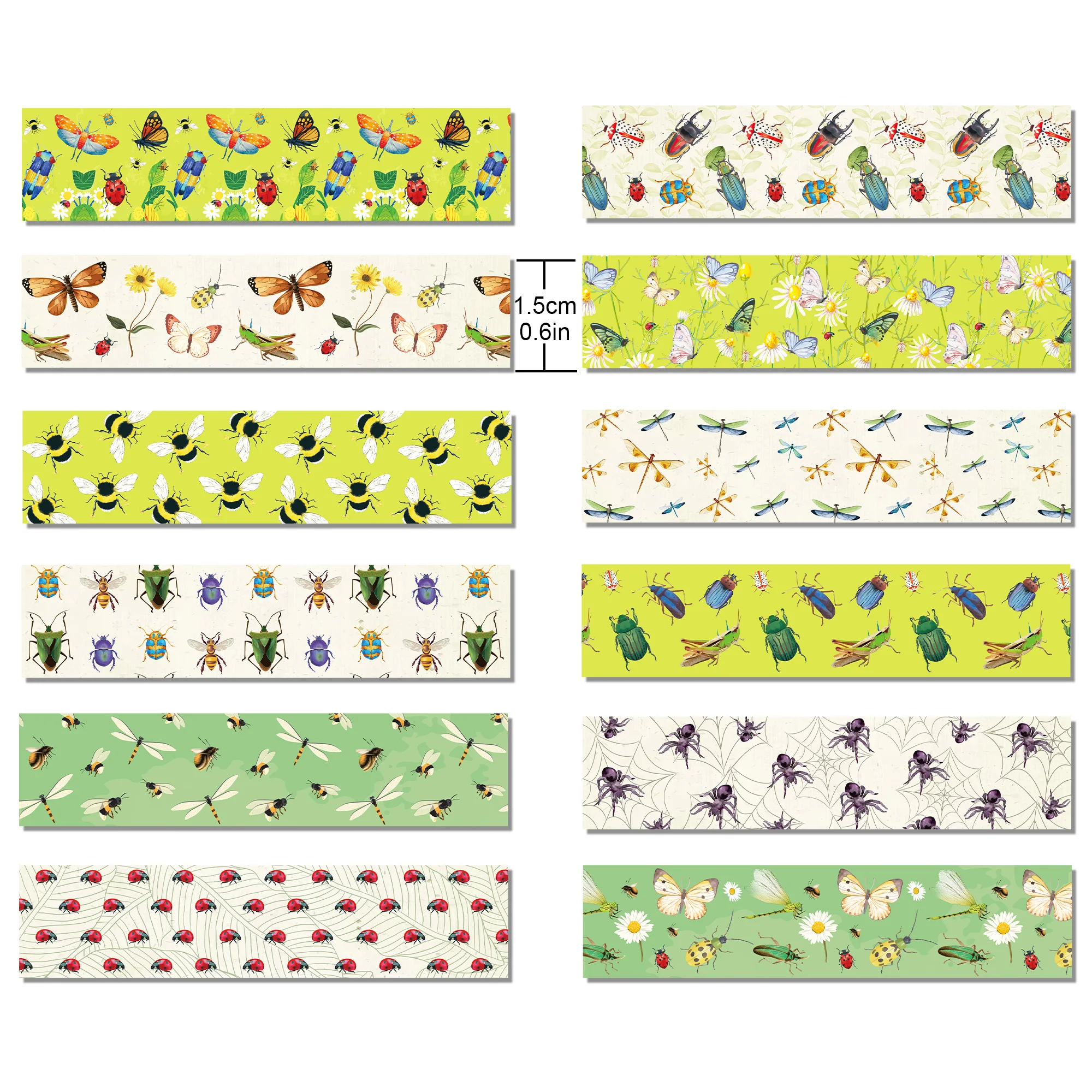 12 Rolls Cartoon Insect Bee Butterfly Masking Tape DIY Handbook Material Sticker Washi Tape Scrapbooking Birthday Gift Supplies - view 4