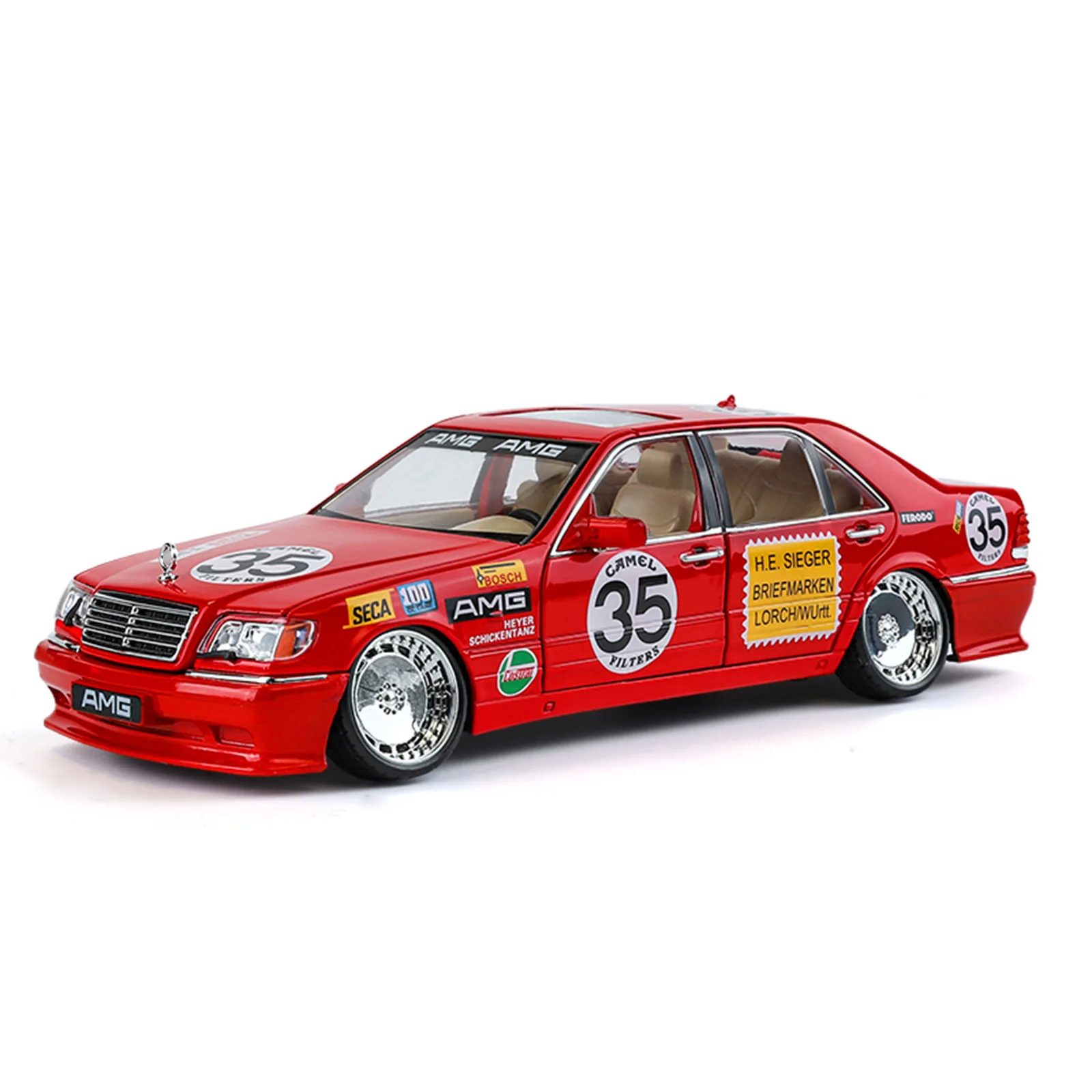 

1/24 Tiger Head Ben W140 Modified Edition 300SEL Simulation Alloy Model Collection Ornament Toy Car Cross-border Foreign Trade