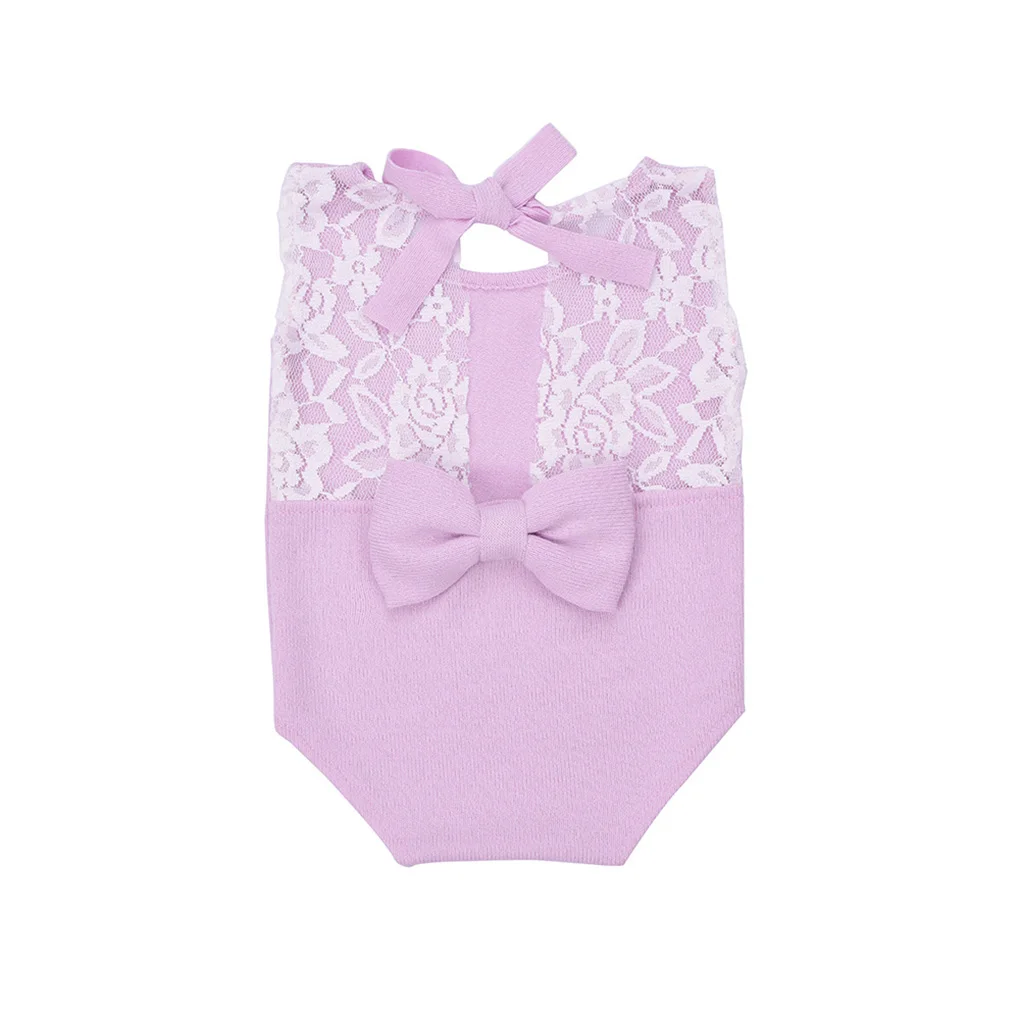 Newborn Baby Bowknot Sleeveless Dainty Romper Infant Lace Jumpsuit Photo Clothing Props Photography