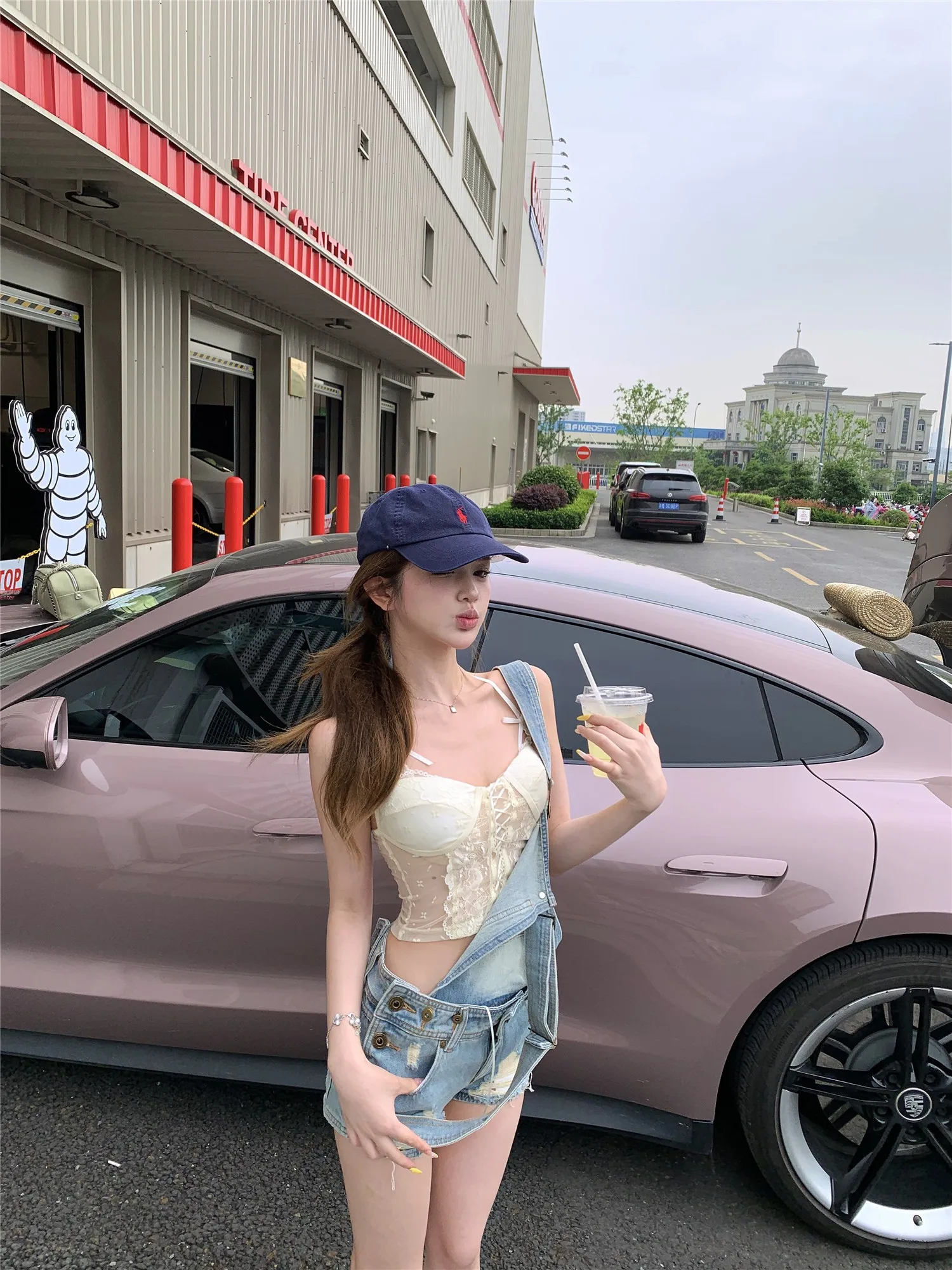 

Retro Spicy Girl Style Denim Overalls Women Summer Faded Wide Leg Short Pants High Waist Short Length Hot Shorts
