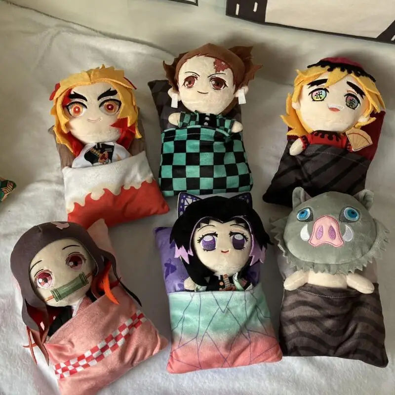 Demon Slayer Kamado Tanjirou Kamado Nezuko Agatsuma Zenitsu Sleeping Bag Plush Dolls Desktop Decoration Anime Enthusiast Collect