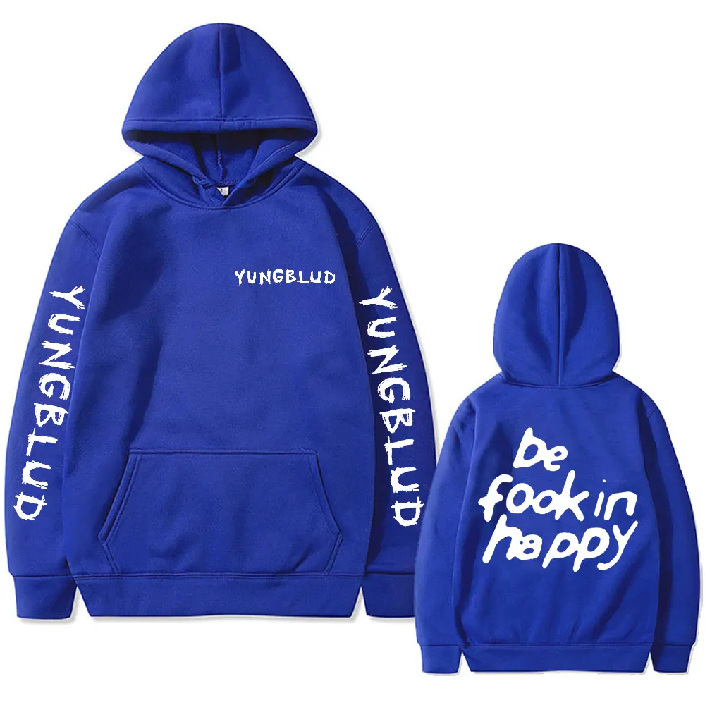 Singer Yungblud Be Fookin Happy Graphic Hoodie Men\'s Vintage Rock Oversized Hooded Tracksuit Men Women Hip Hop Fashion Hoodies