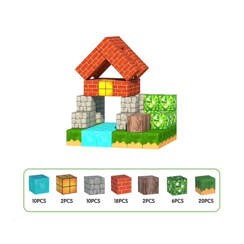 Bloques magnéticos-Build Mine Magnet World Set para niños y niñas mayores de 3 años, juguetes sensoriales para niños pequeños, regalos, juguetes de construcción