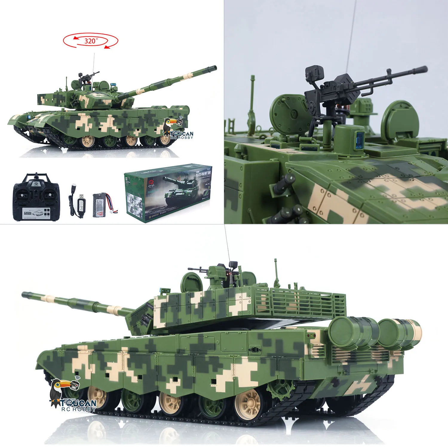 3899A Heng Long 1/16 Remote Control Main Battle Tank Plastic RC Military Model Infrared Combat Smoking Lights Sounds Battery