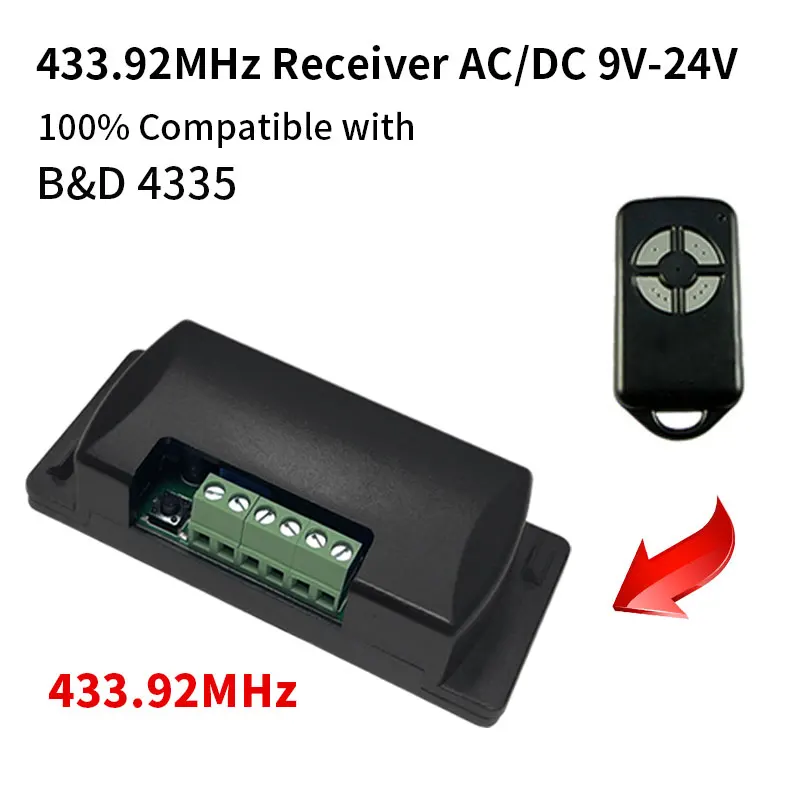 For 94335E Receivers AC/DC 9V-12V Compatible 315MHZ/390MHZ/433MHZ 971LM 373LM 81LM Garage Door Remote Receiver Connection Tools