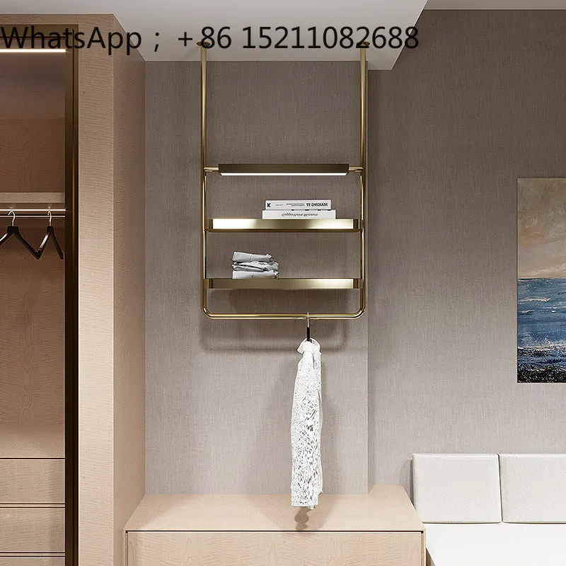 LLY Shoe Store Display Rack Suspension Hanger Stainless Steel Bedroom Hotel Clothing Store Shoes and Bags Display Shelf