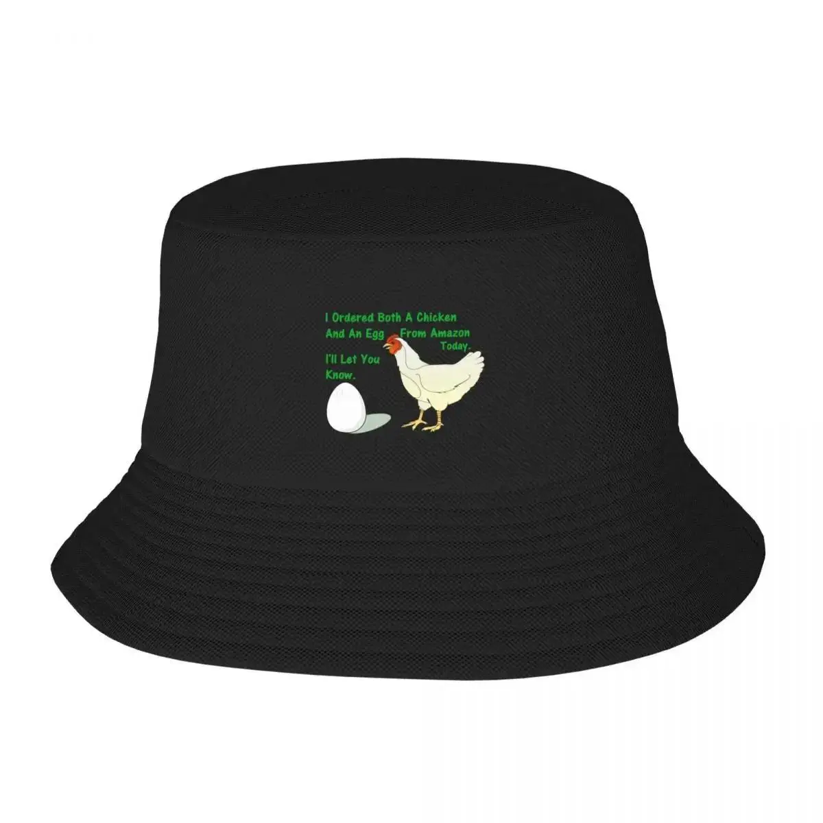 2025 Nuevo I Orden tanto un pollo como un huevo de Amazon hoy. Lo que saberlo. Sombrero de cubo sombrero occidental ropa de calle chica hombres
