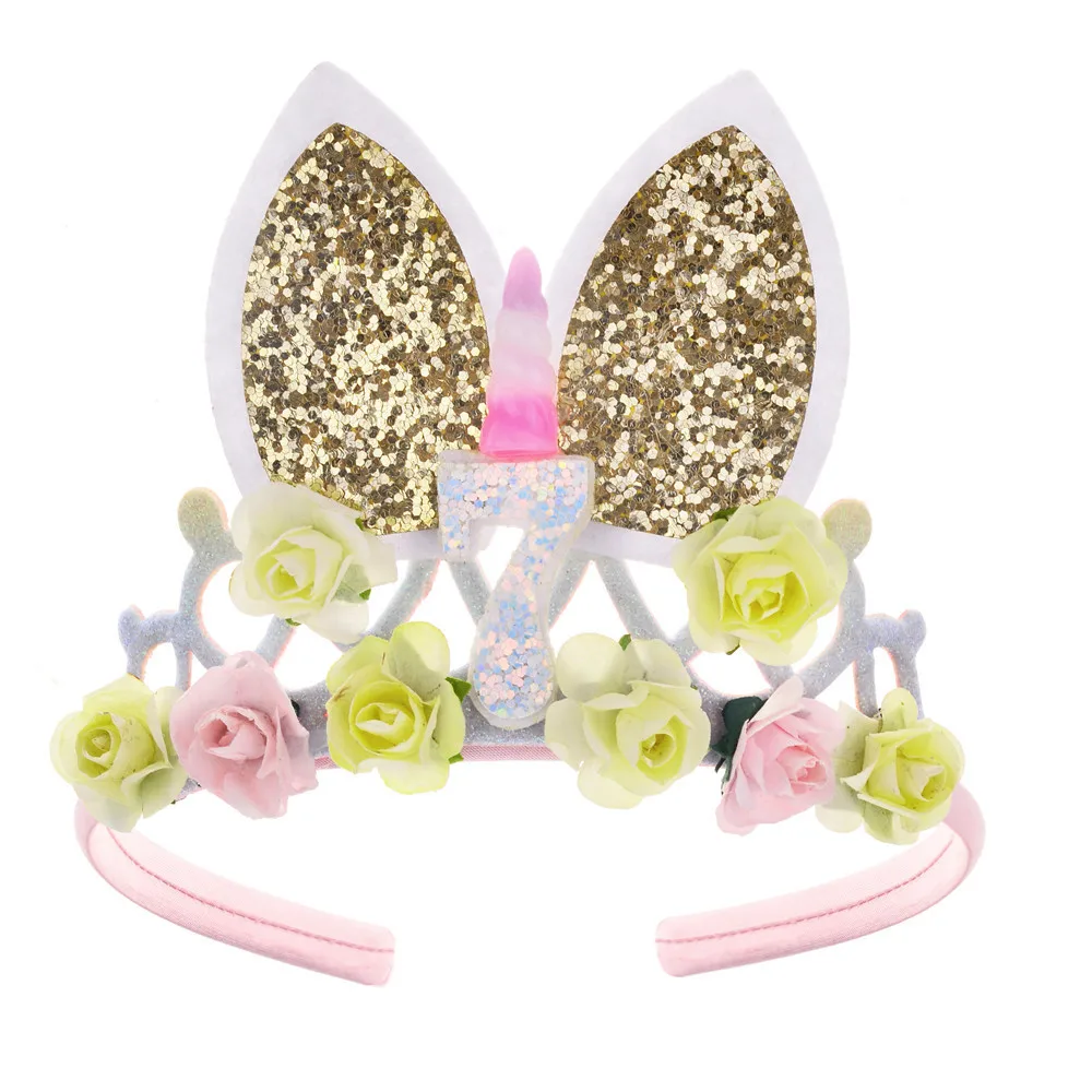 Number Cake Crown Headband Fabric Rhinestone Tiara Butterfly Shape Sparkly Birthday Gathering Hair Ornament Shiny Hair Accessory